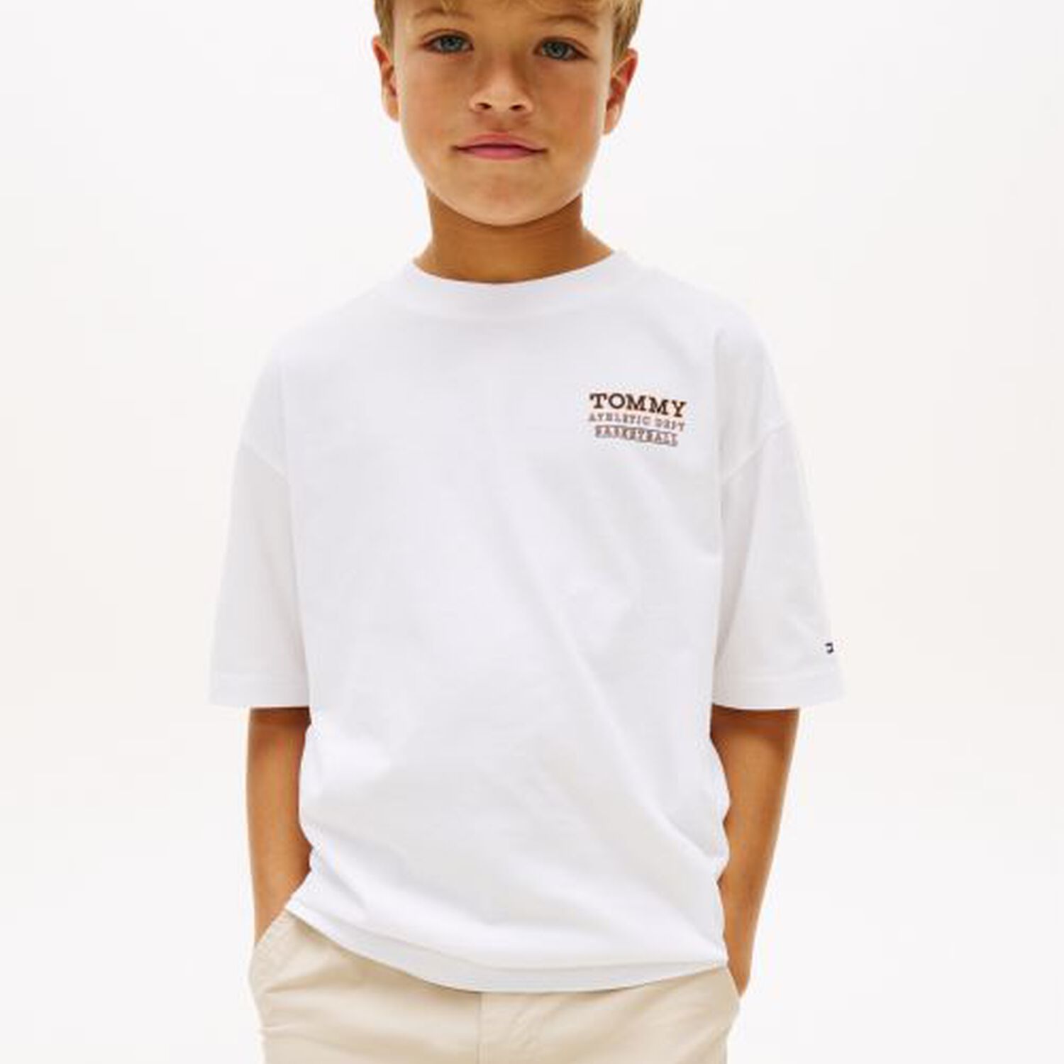 Boys White Logo T-Shirt, 1, hi-res