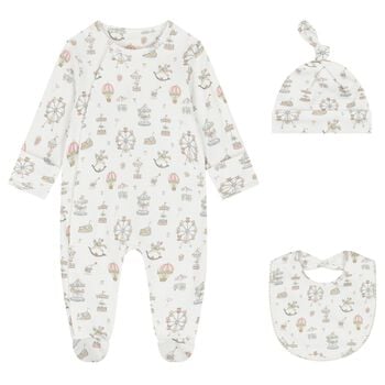 White Carousel & Hot Air Balloon Babygrow Gift Set