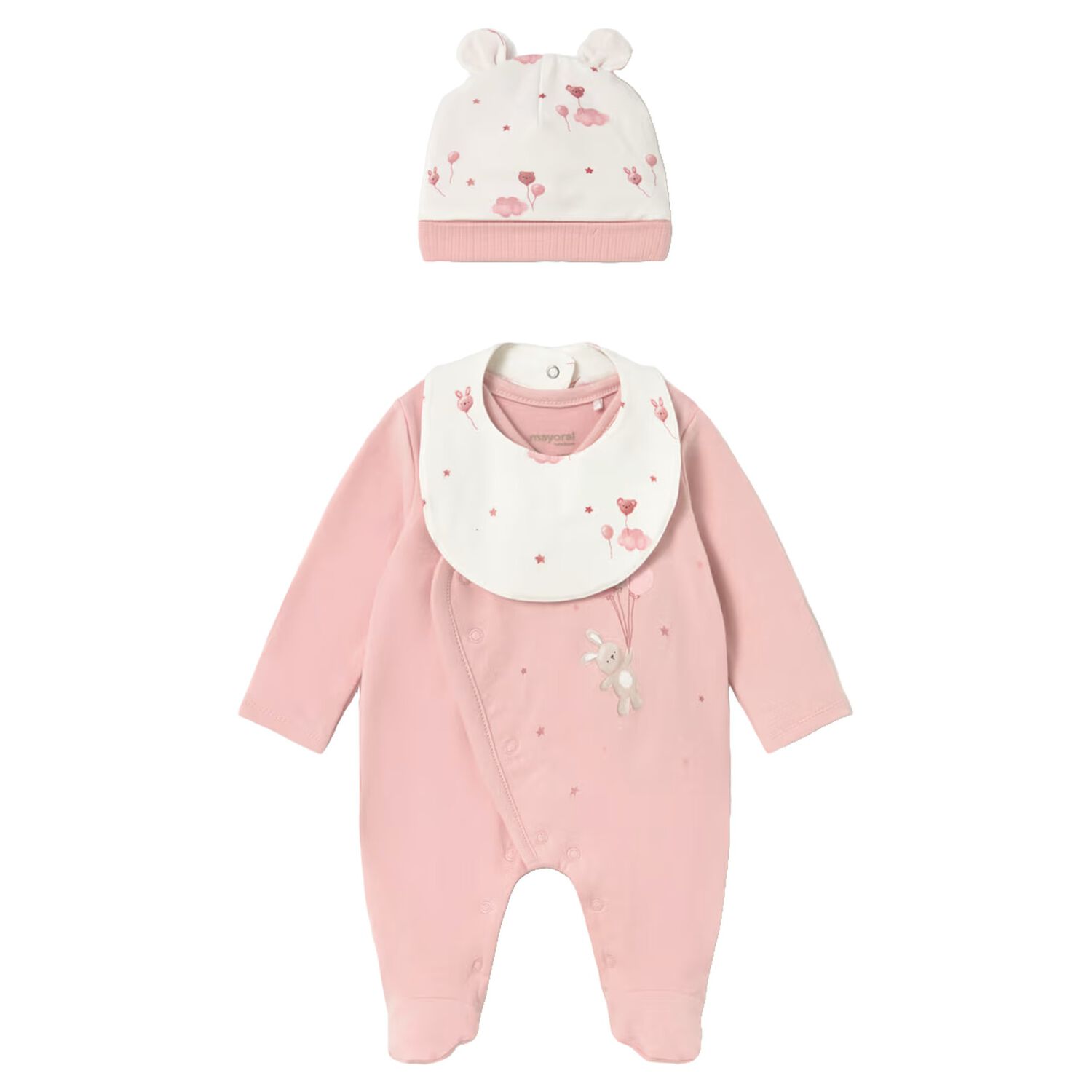 Baby Girls White & Pink Balloon Babygrow Gift Set, 3, hi-res