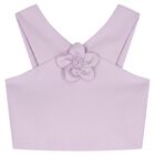 Girls Lilac Crepe Flower Shorts Set, 2, hi-res