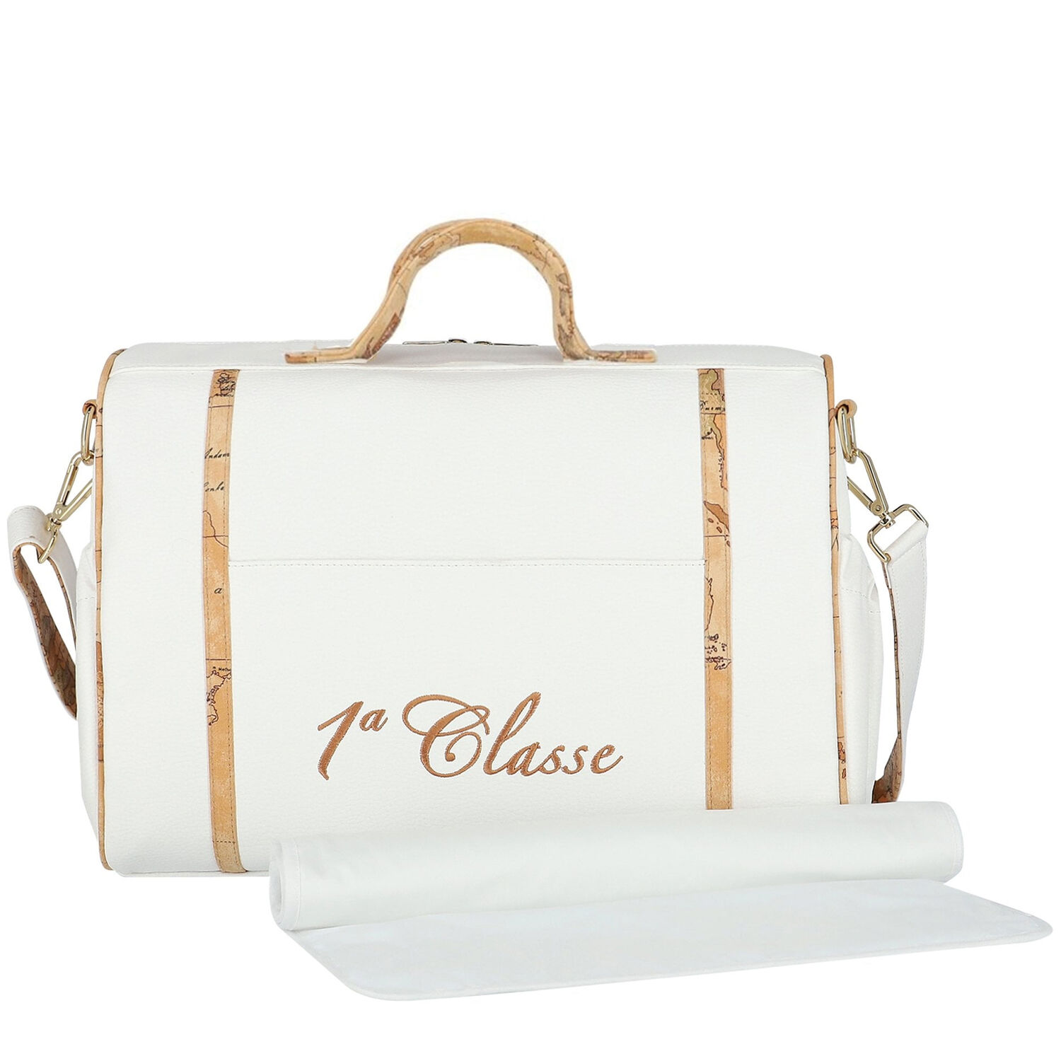 شنطة مواليد بالشعار باللون الابيض والبيج للأطفال , 1, hi-res