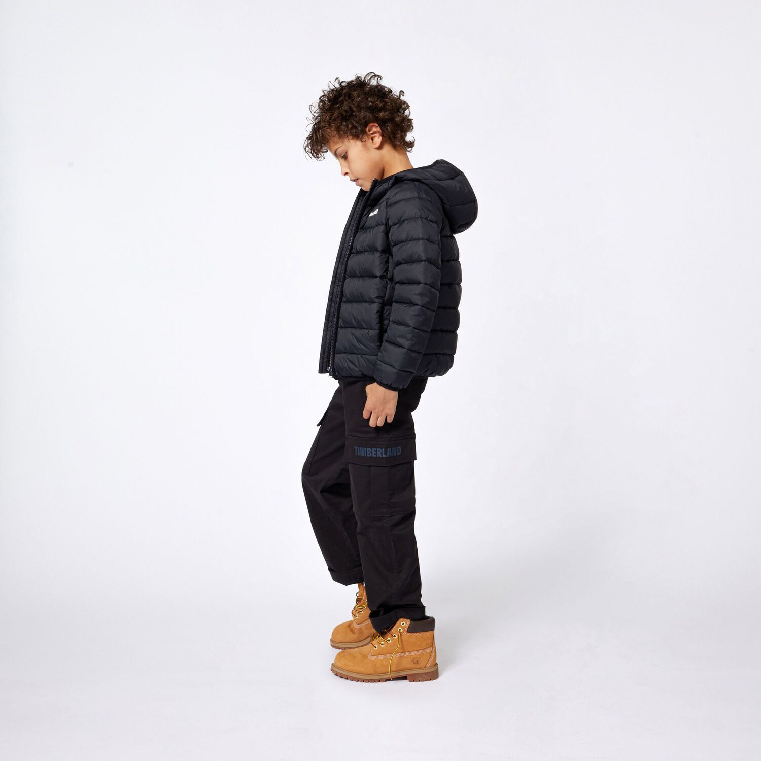 Boys Black Logo Puffer Jacket, 1, hi-res image number null