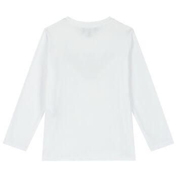 Boys White Logo Long Sleeve Top 
