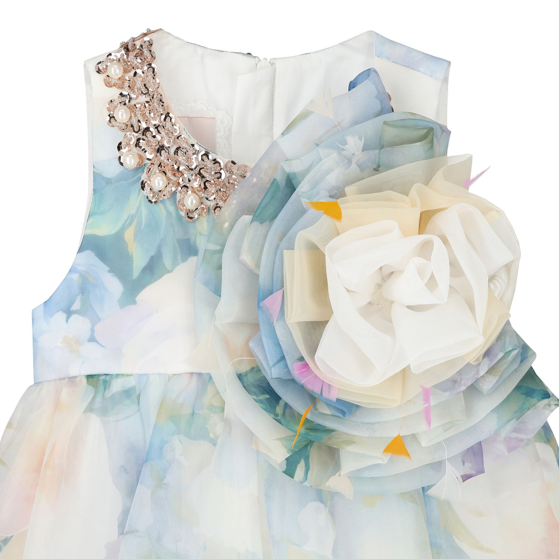 JUNONAドレス Junona-Kids-Girls-Blue-Yellow-