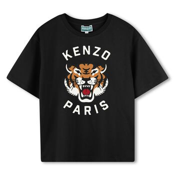 Boys Black Logo Tiger T-Shirt