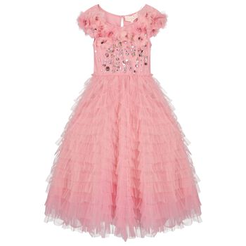 Girls Pink Flower Tulle Dress