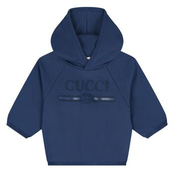 Boys Younger Blue Logo Hooded Top