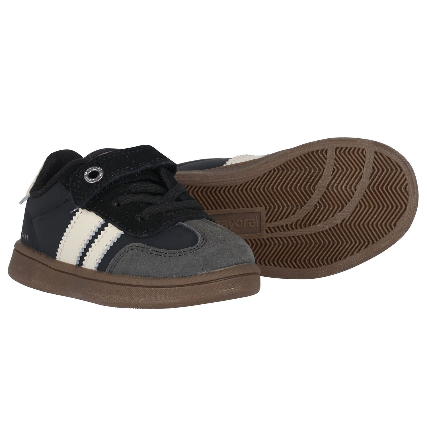 Younger Boys Black & White Trainers, 2, hi-res