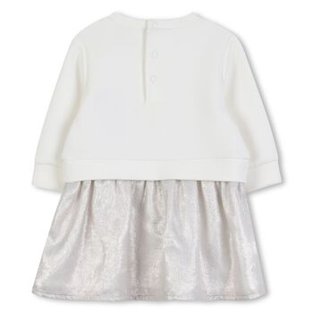 Younger Girls Ivory & Gold Pleated Dress