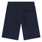 Younger Boys Navy Logo Shorts, 1, hi-res