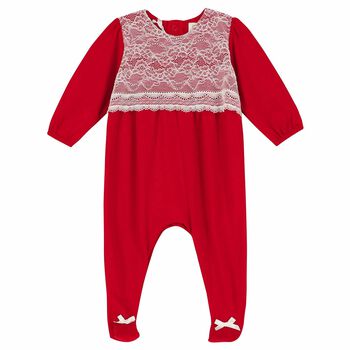 Baby Girls Red & White Babygrow