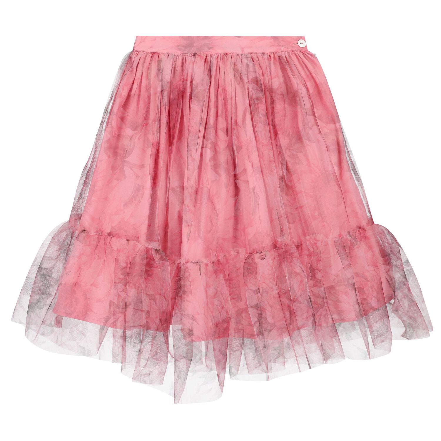 Girls White & Pink Floral Tulle Skirt Set, 1, hi-res image number null