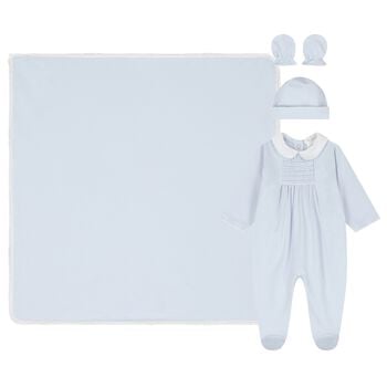 Baby Boys Blue & White Babygrow Gift Set