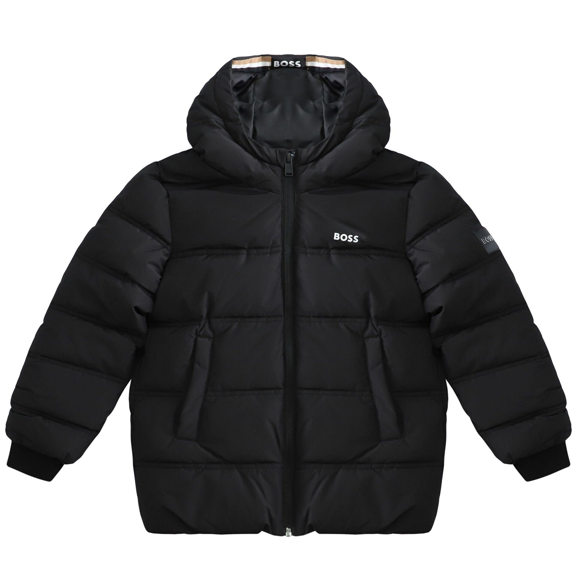 BOSS Boys Black Logo Puffer Jacket Junior Couture Bahrain