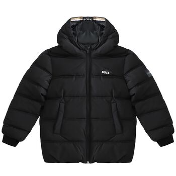 Boys Black Logo Puffer Jacket