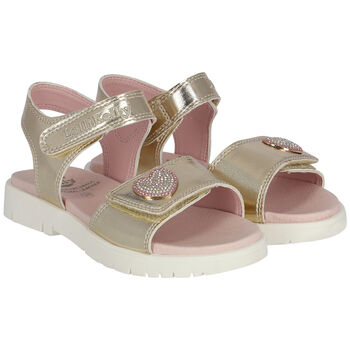 Girls Gold Heart Sandals