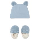 Baby Boys Blue & White Teddy Bear Gift Set, 1, hi-res