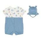 Baby Boys White & Blue Romper Set, 2, hi-res