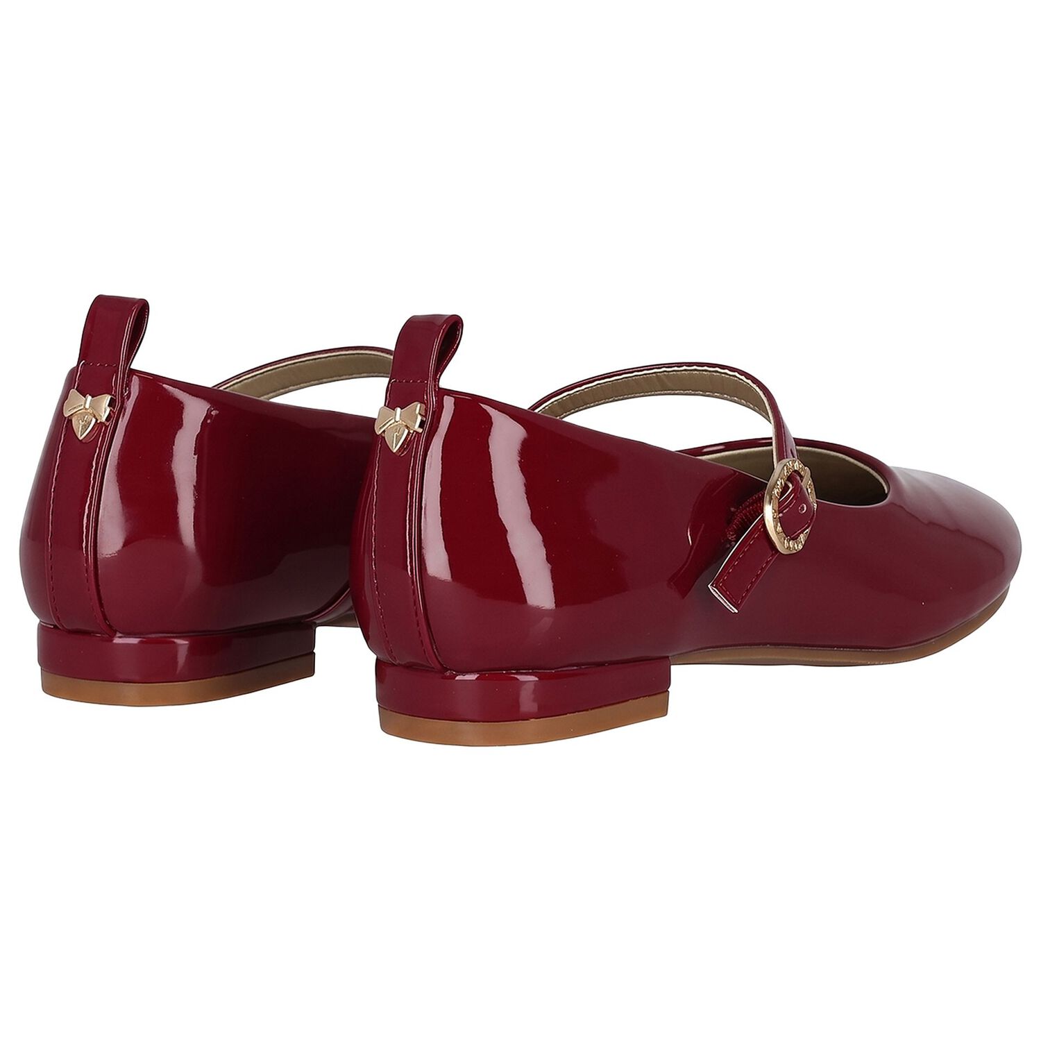 Girls Burgundy Logo Patent Leather Shoes, 1, hi-res