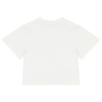 تيشيرت بالشعار باللون العاج للبنات