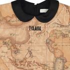 Girls Beige & Black Logo Geo Map Dress, 1, hi-res
