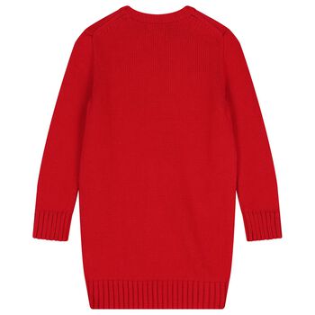 Girls Red Polo Bear Knitted Sweatshirt Dress