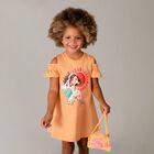Girls Orange Ruffled Dress Set, 3, hi-res