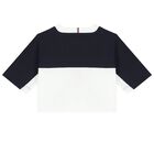 تيشيرت بنات بالشعار باللون الأبيض والكحلي, 1, hi-res