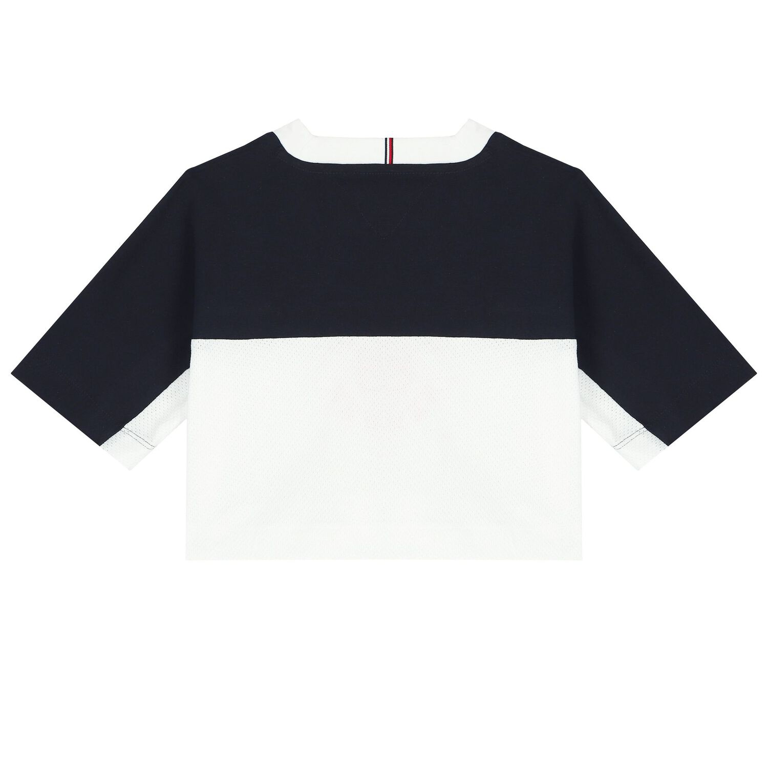 تيشيرت بنات بالشعار باللون الأبيض والكحلي, 1, hi-res