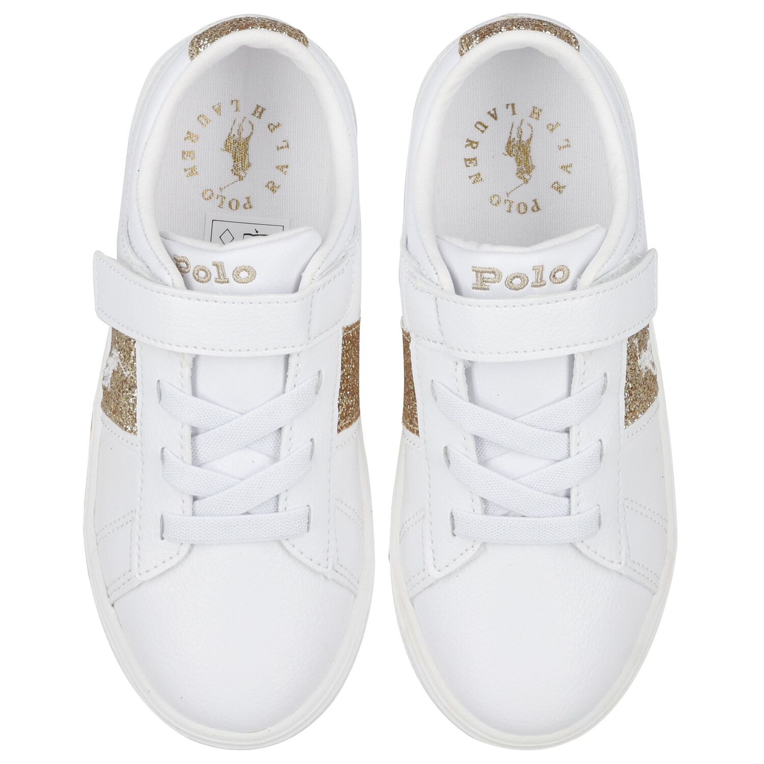 Girls White & Gold Logo Trainers, 1, hi-res image number null