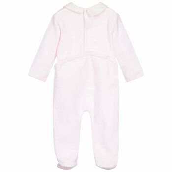 Baby Girls Pink Velour Babygrow