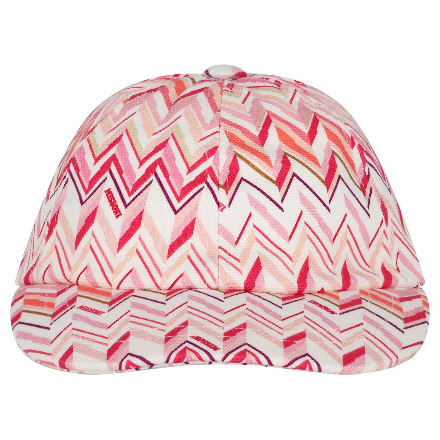 Girls White & Pink Zig Zag Cap, 1, hi-res