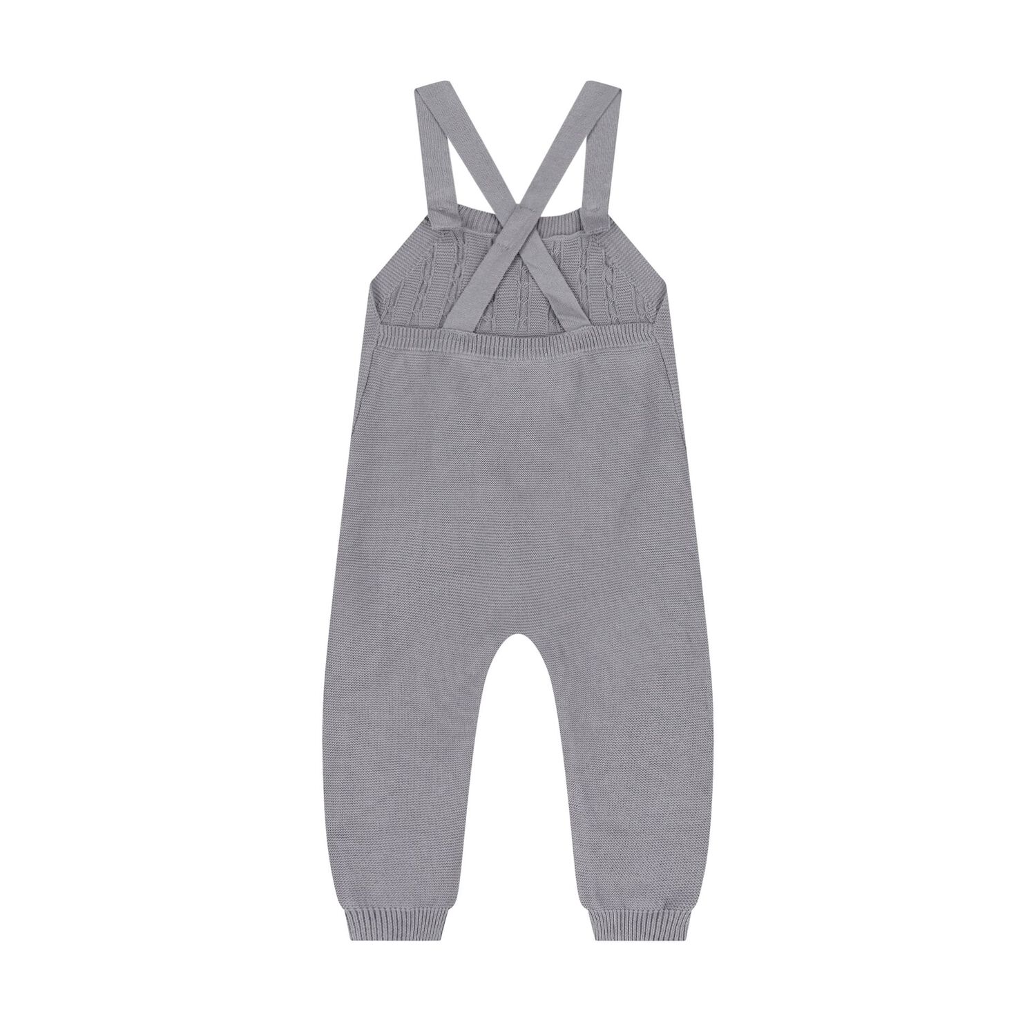 Baby Boys White, Beige & Grey Knitted Dungaree Set ( 3 Piece ), 1, hi-res