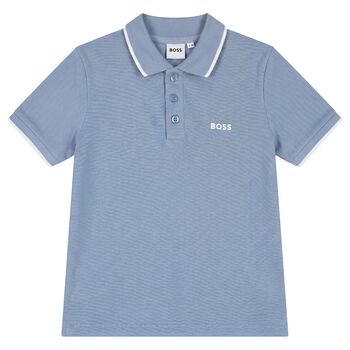 Boys Mini Me Blue Logo Polo Shirt