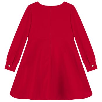 Girls Red Diamante Bow Dress