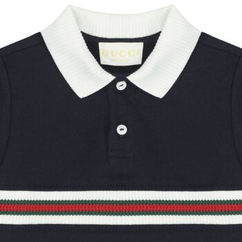 Baby Boys Navy Blue Web Striped Romper