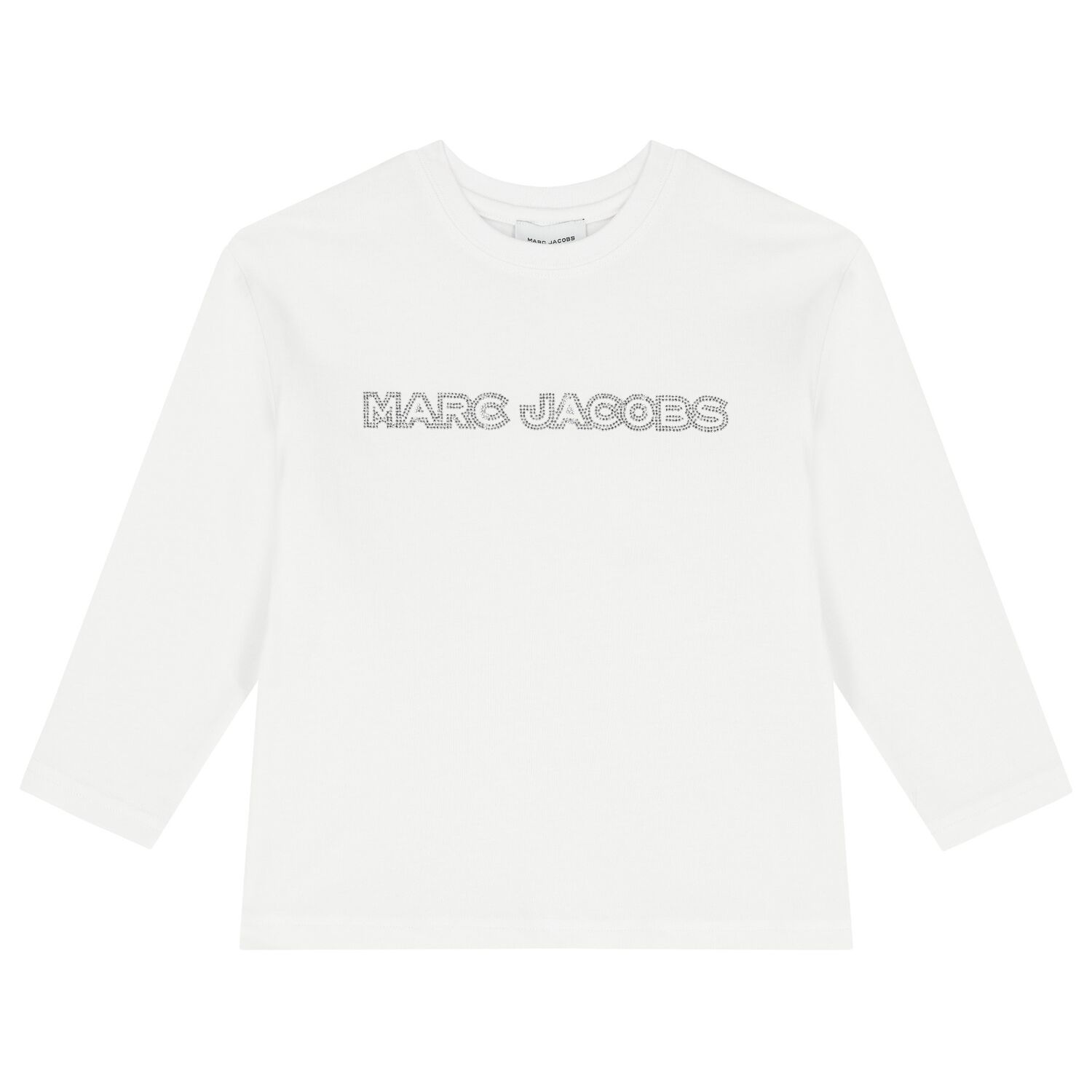 Girls White Crystal Logo Long Sleeve Top, 2, hi-res image number null