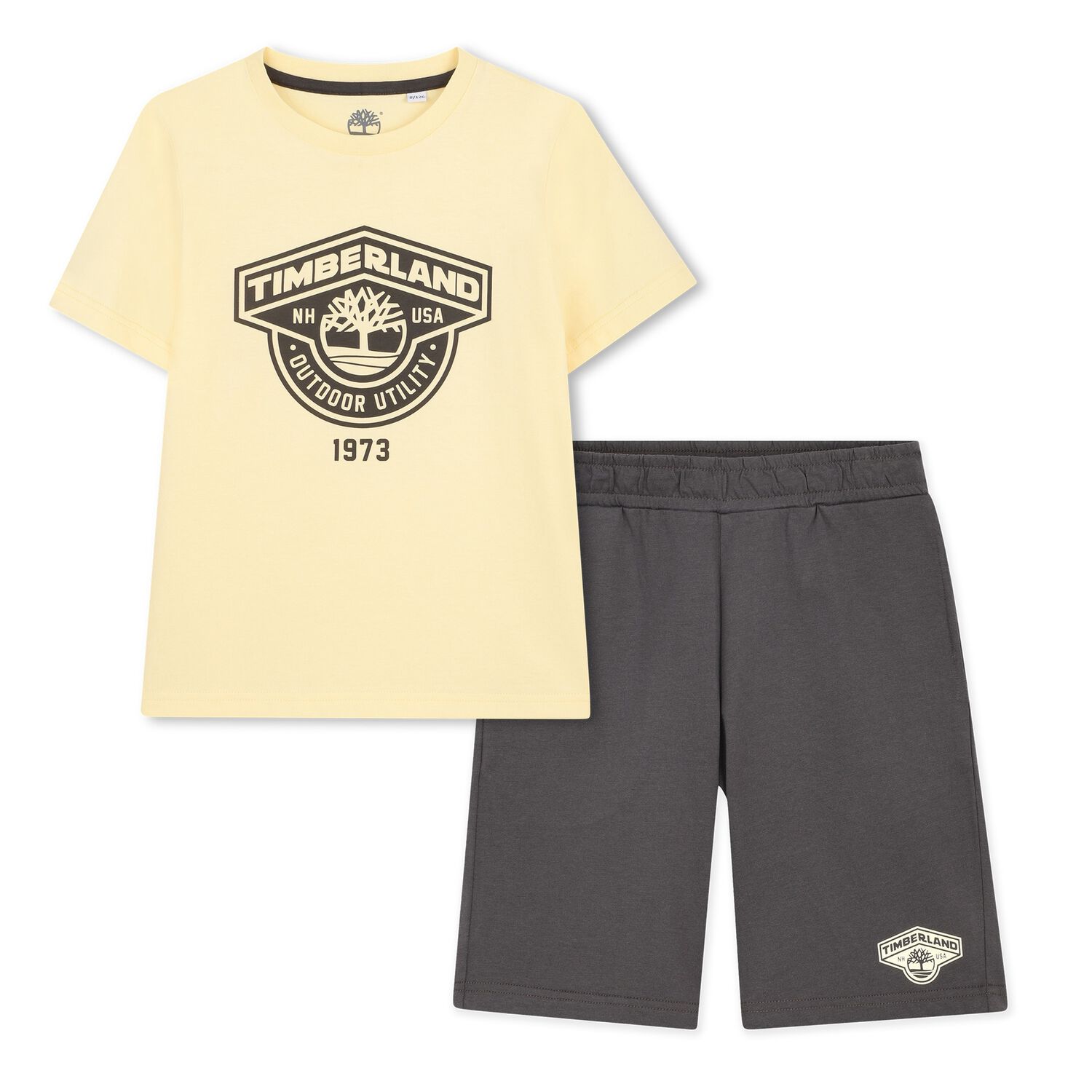 Boys Yellow & Grey Logo Shorts, 1, hi-res