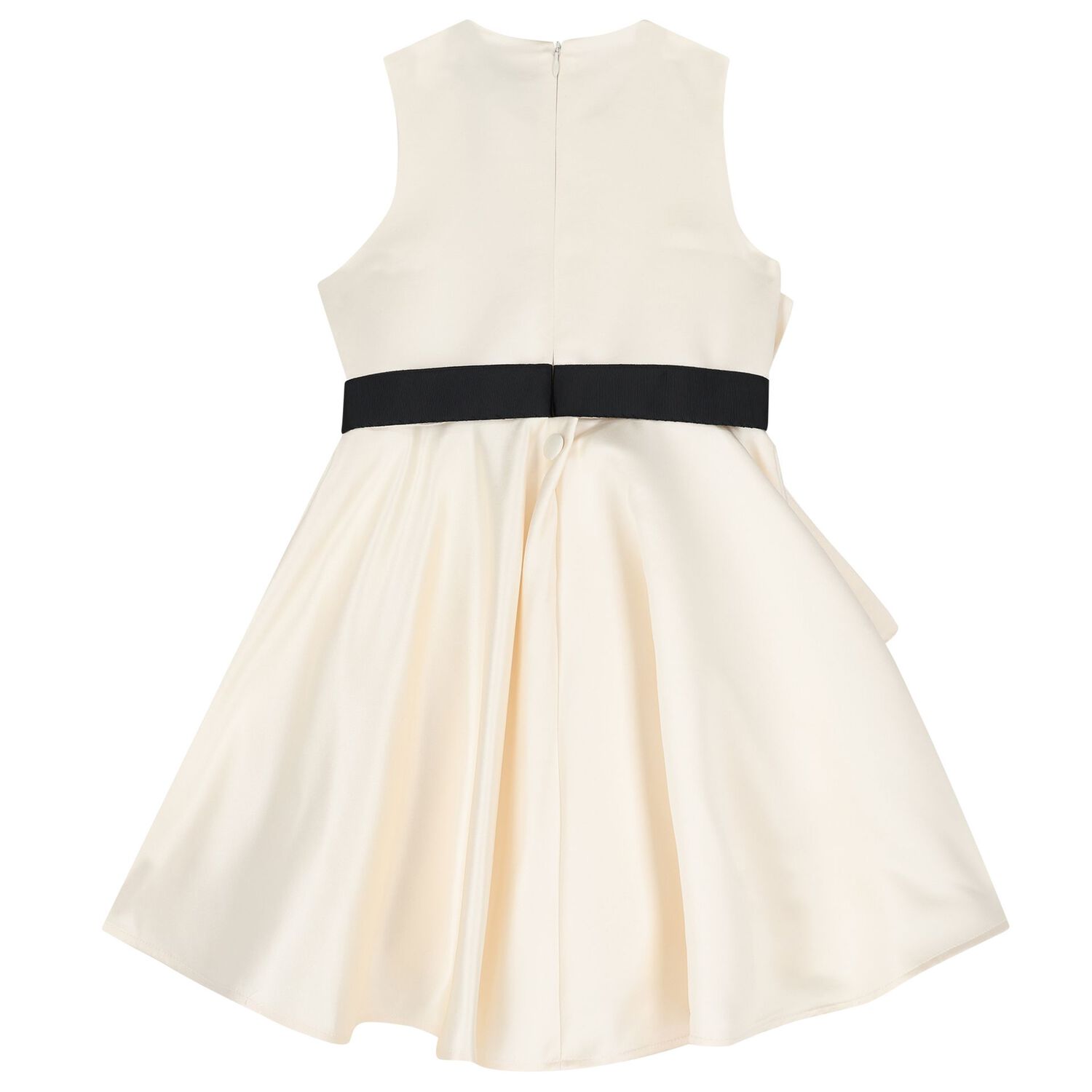 Girls Ivory Crystal Satin Ruffle Dress, 2, hi-res