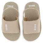 Boys Beige & Black Logo Sandals, 1, hi-res