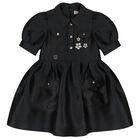Girls Black Embellished Dress, 1, hi-res