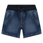 Younger Boys Blue Denim Shorts, 1, hi-res