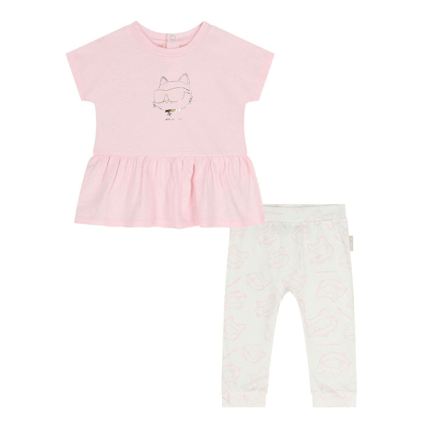 Baby Girls Pink & White Leggings Set, 1, hi-res