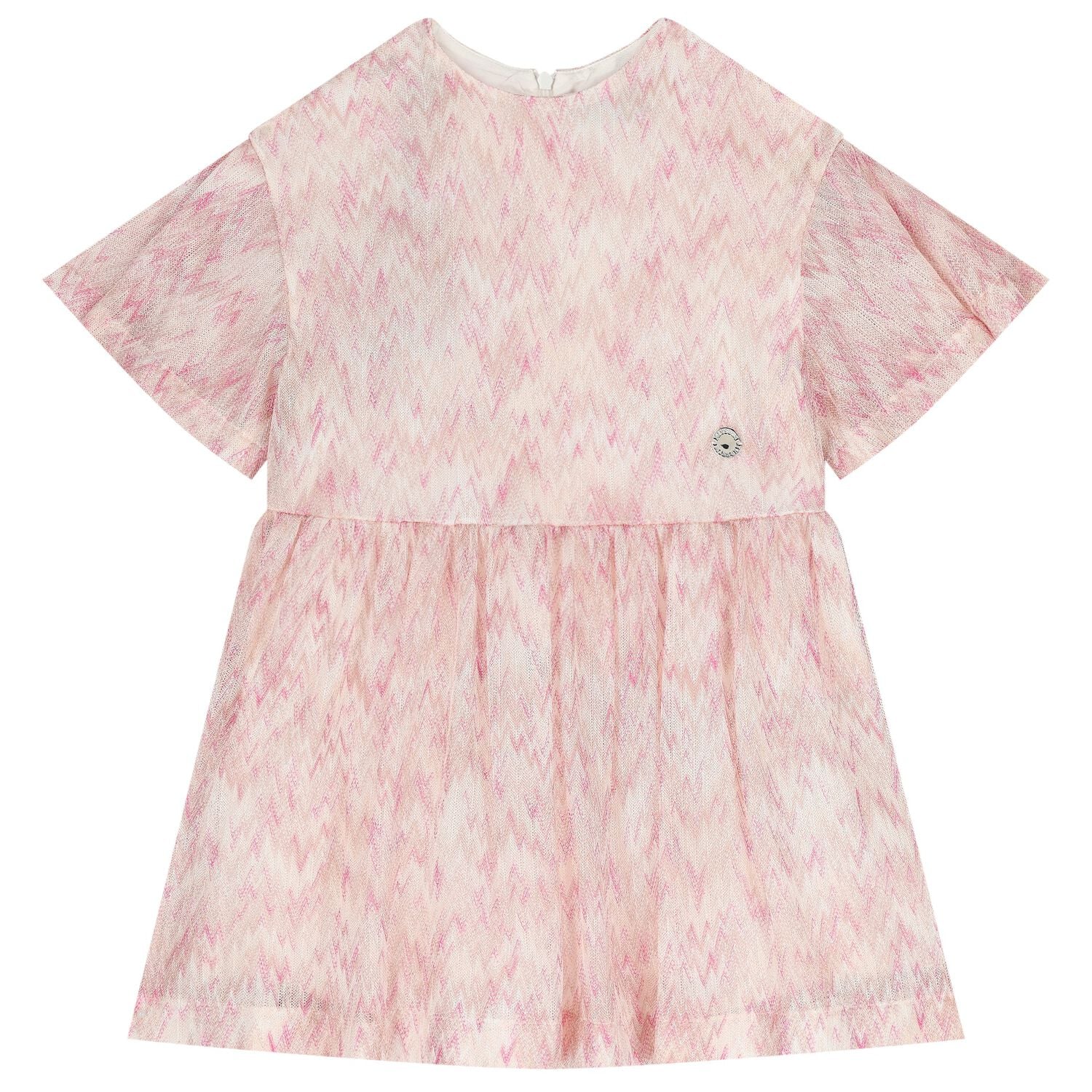 Girls Pink & Ivory Zig Zag Dress, 1, hi-res