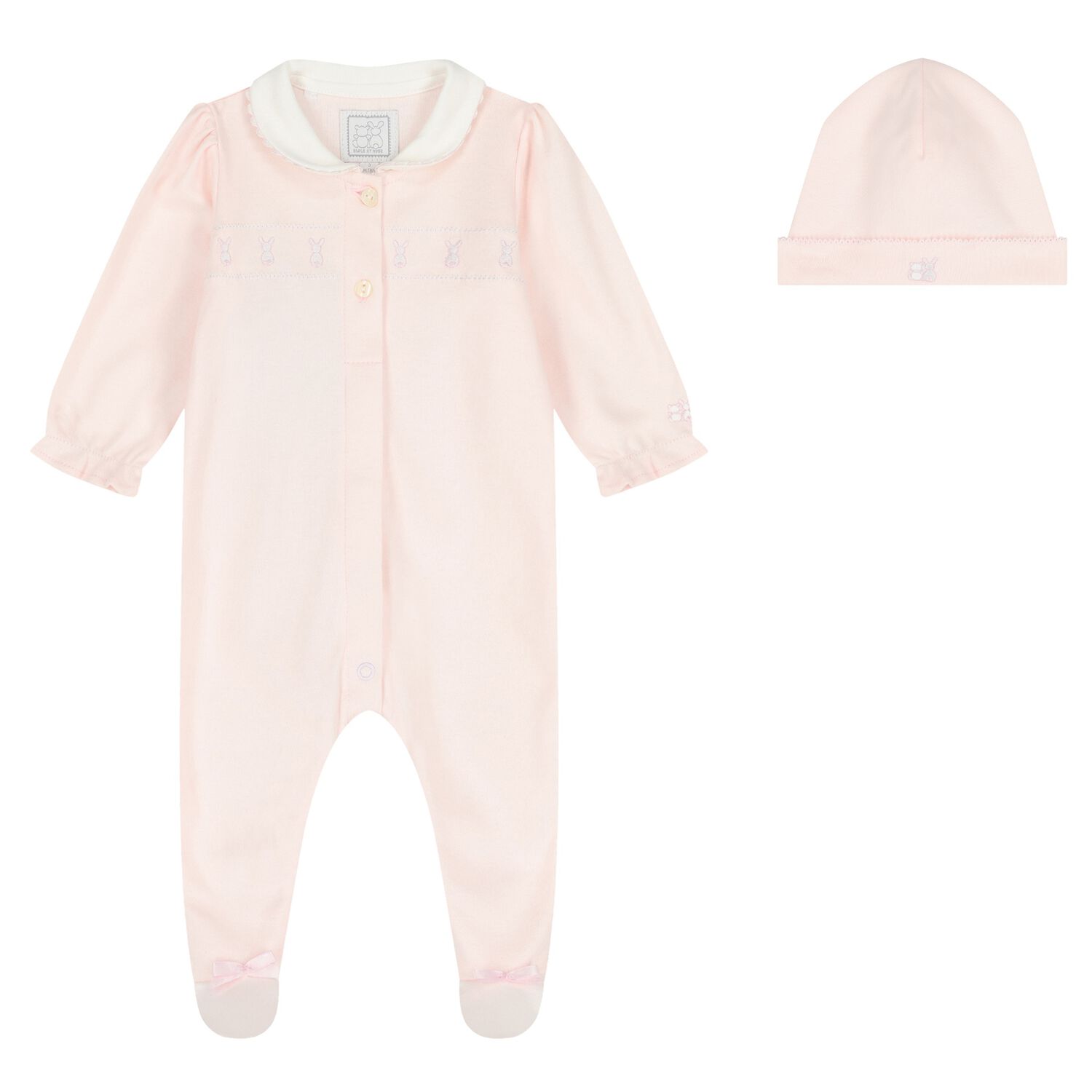 Baby Girls Pink Bunny Babygrow Set, 1, hi-res image number null