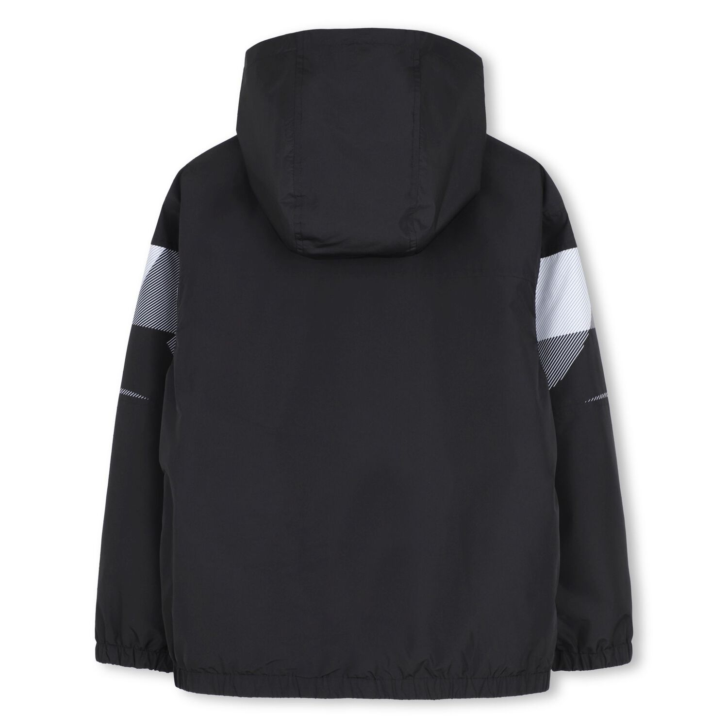 Boys Black Logo Hooded Zip Up Top, 1, hi-res
