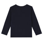 Boys Navy Teddy Long Sleeve Top, 2, hi-res