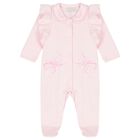 Baby Girls Pink Bow Babygrow, 1, hi-res