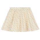 Girls Ivory & Beige Logo Skirt, 1, hi-res