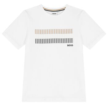 BOSS Boys White Logo T-Shirt, 2 Boys White Logo T-Shirt